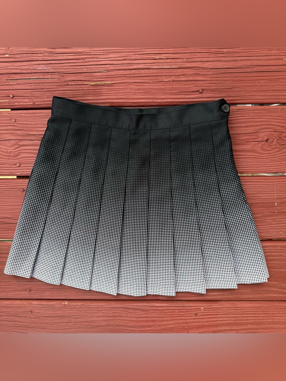 American Apparel Black and White Ombre Pleated Mini Skirt